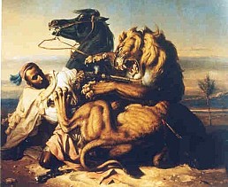 Perkelahian dengan Singa karya Raden Saleh